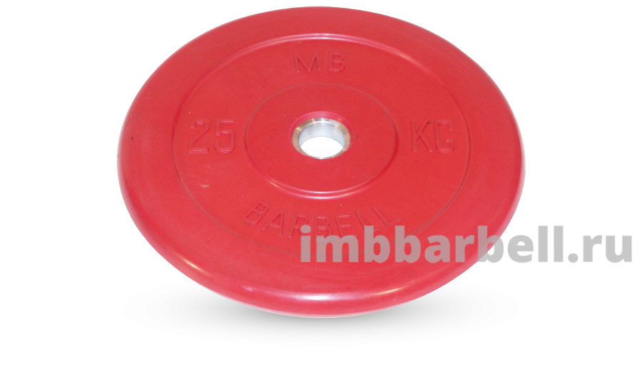Диск обрезиненный, красного цвета, 26 мм, 25 кг