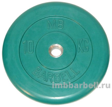 Диск обрезиненный зеленого цвета, 31 мм, 10 кг
