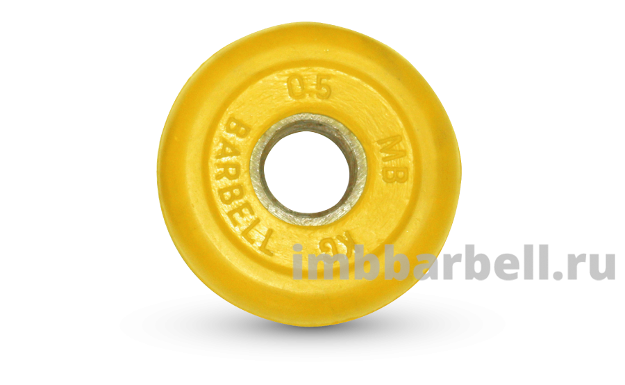 Диск обрезиненный, желтого цвета, 26 мм, 0,5 кг