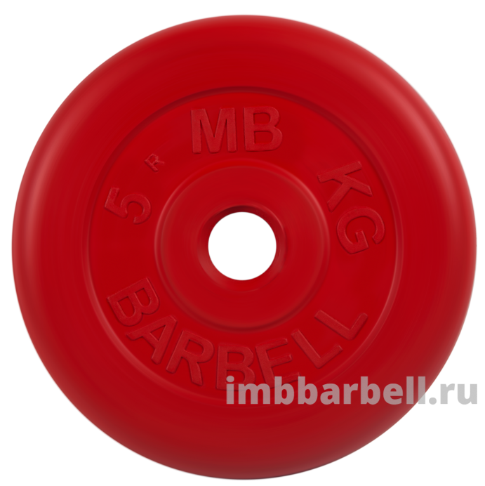Диск обрезиненный, красного цвета, 26 мм, 5 кг
